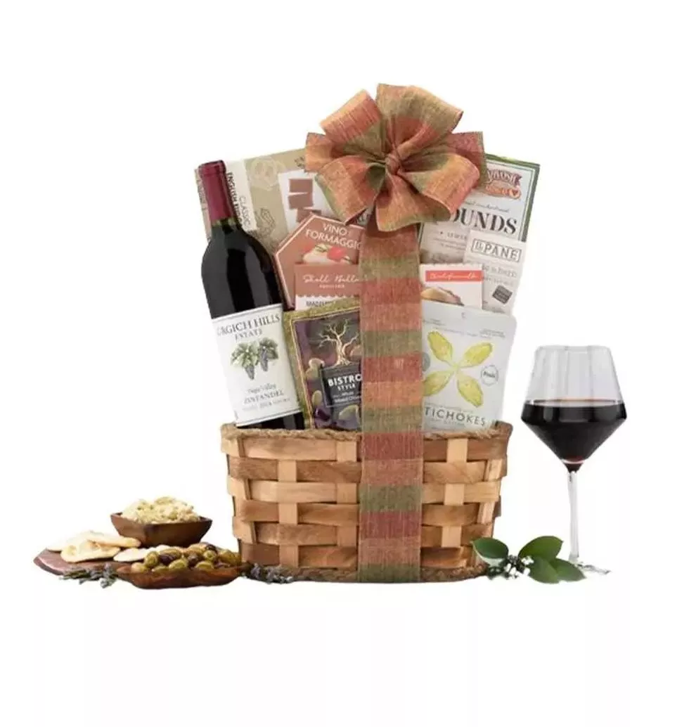 Gourmet Delights Zinfandel Wine And Cheese Gift Box