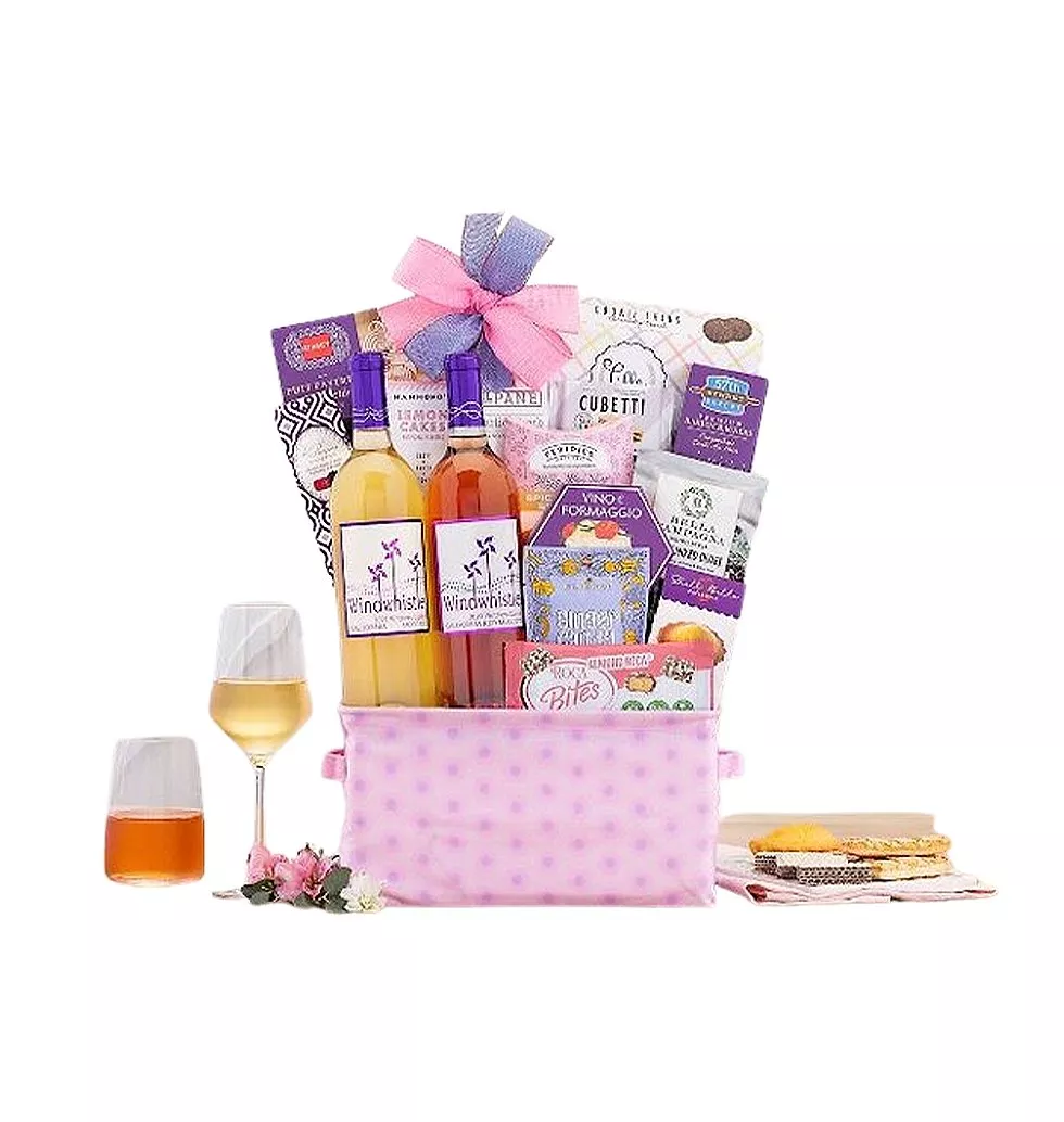 Cheery Wine & Treats Basket