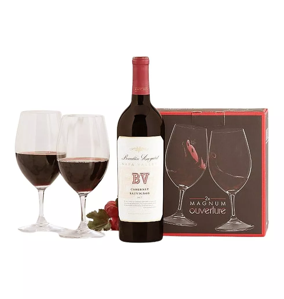 Premium Napa Cabernet with Wine Glasses